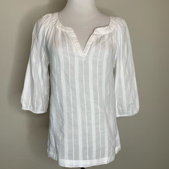 Merona White Cotton Cottagecore  Popover Top Blouse Sz XS - Picture 1 of 8